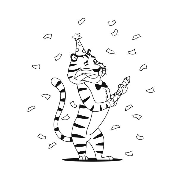 Coloring page color me tiger cute tiger smiles stock photos pictures royalty