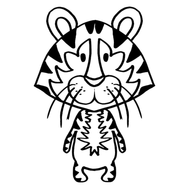 Premium vector vector drawing of a cute tiger sketch