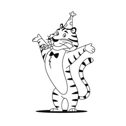 Cute tiger coloring page vector images over