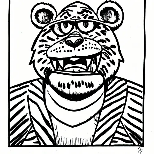 A portrt drawing of an angry tony the tiger drawn by stable diffusion