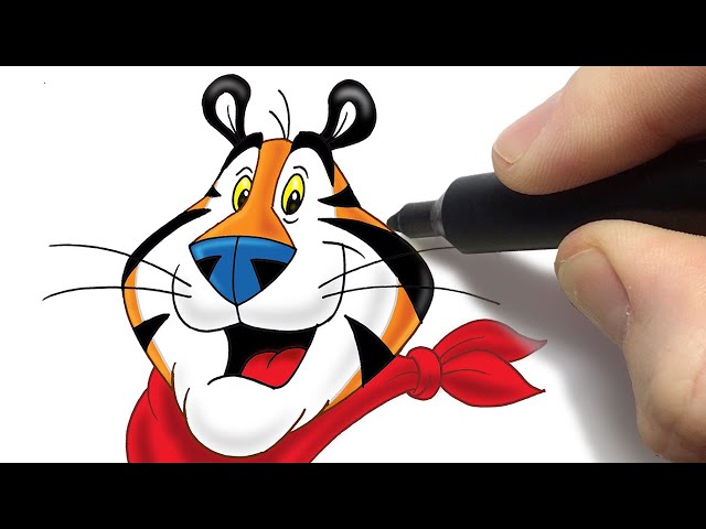 How to draw tony the tiger kelloggs frosted flakes ascot