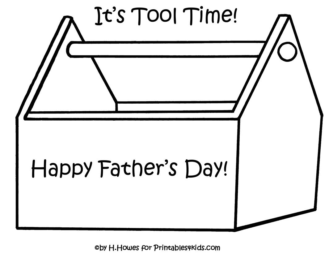 Print and color toolbox for fathers day gift or card fathers day printable fathers day card template fathers day coloring page