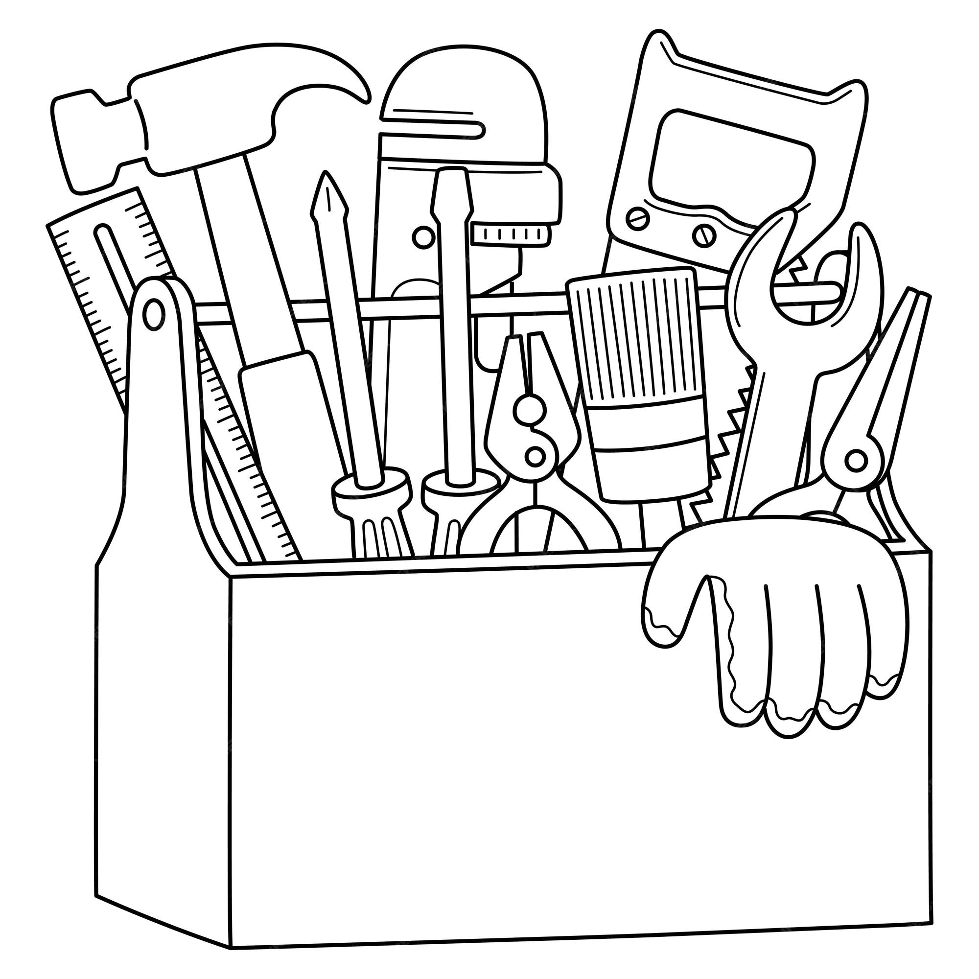 Premium vector toolbox isolated coloring page for kids