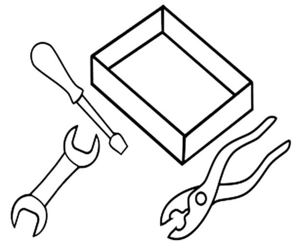 Tools and box coloring page