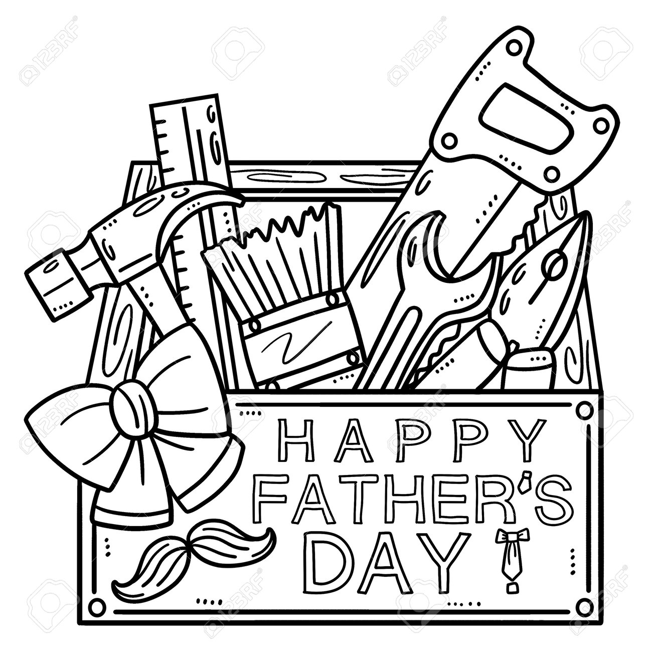 Happy fathers day toolbox isolated coloring page royalty free svg cliparts vectors and stock illustration image