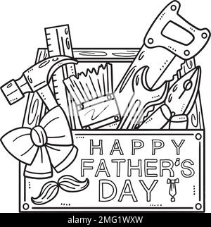 Happy fathers day toolbox coloring page for kids stock vector image art