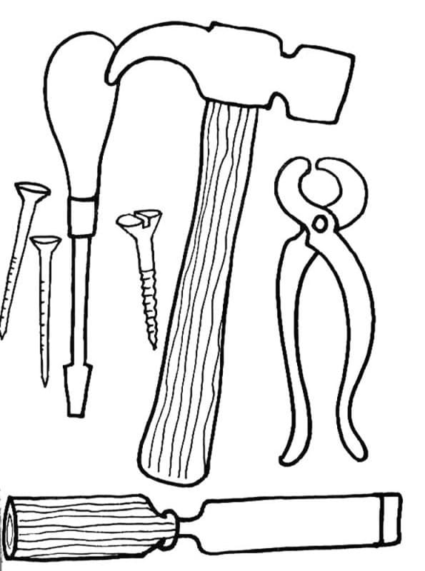 Carpentry tools coloring page