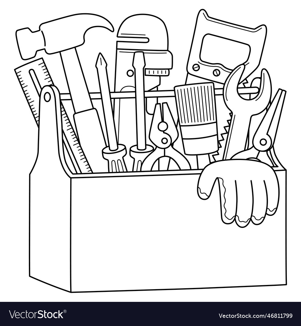 Toolbox isolated coloring page for kids royalty free vector