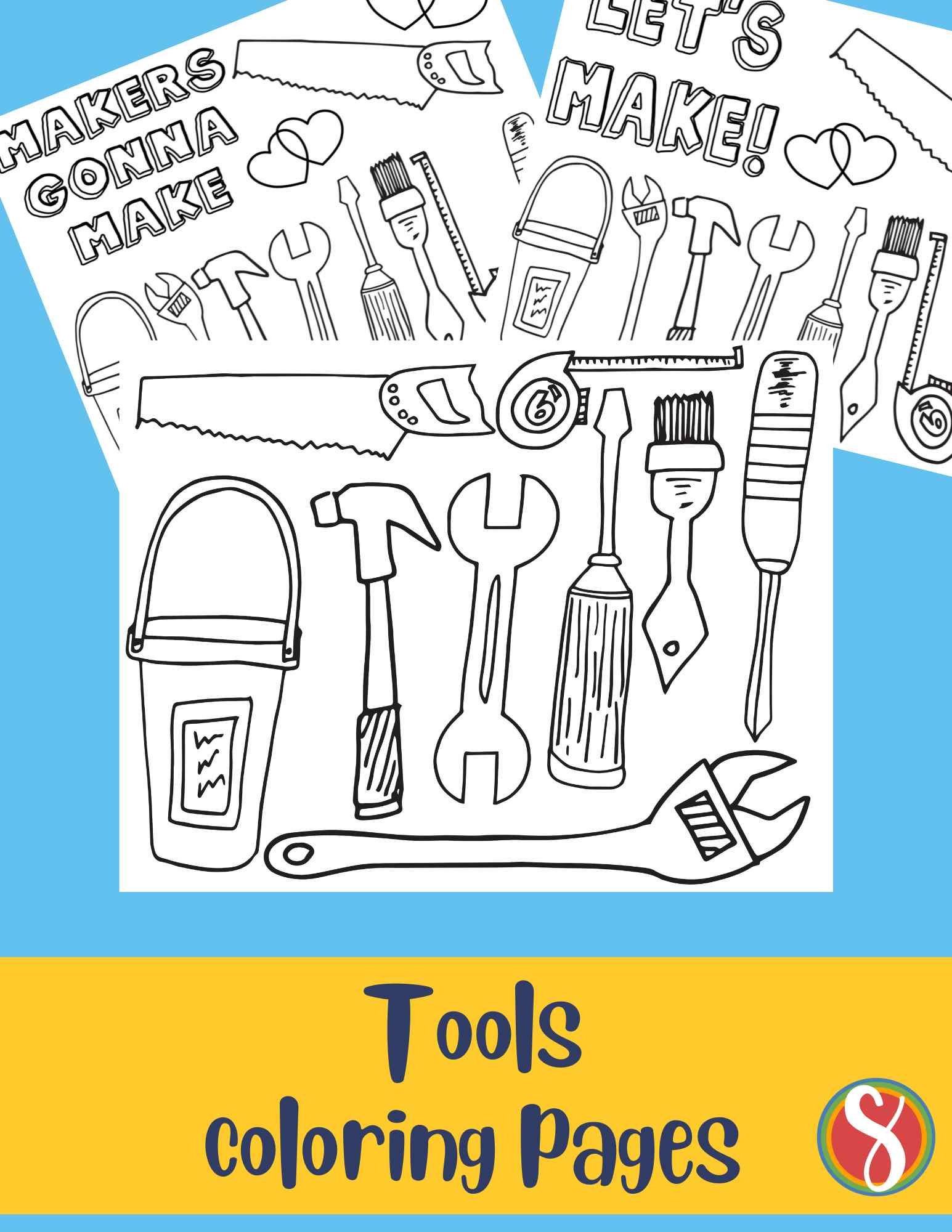 Free coloring pages about tools â stevie doodles