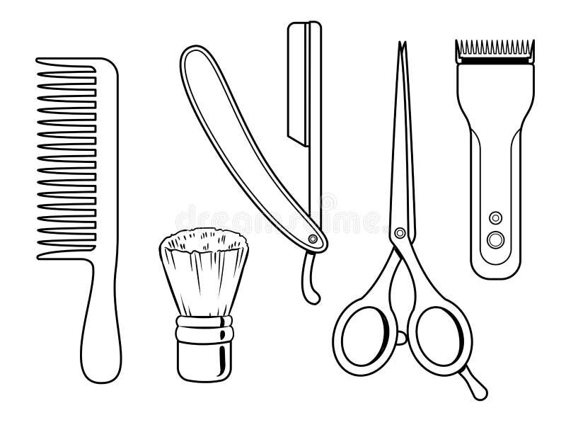 Barber tools coloring book vector stock vector