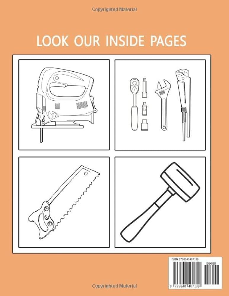 Carpentry tools coloring book construction designs woodworking drawing for kids to learn construction methods publisher exp books