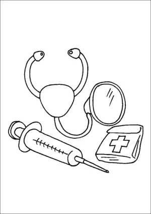 Doctor equipment coloring page