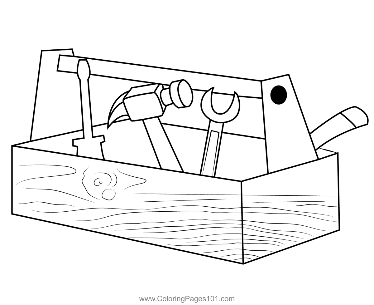 Construction toolbox coloring page for kids