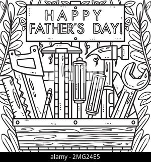 Happy fathers day toolbox coloring page for kids stock vector image art