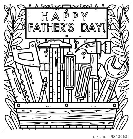 Happy fathers day toolbox coloring page for kidsãããããç æ