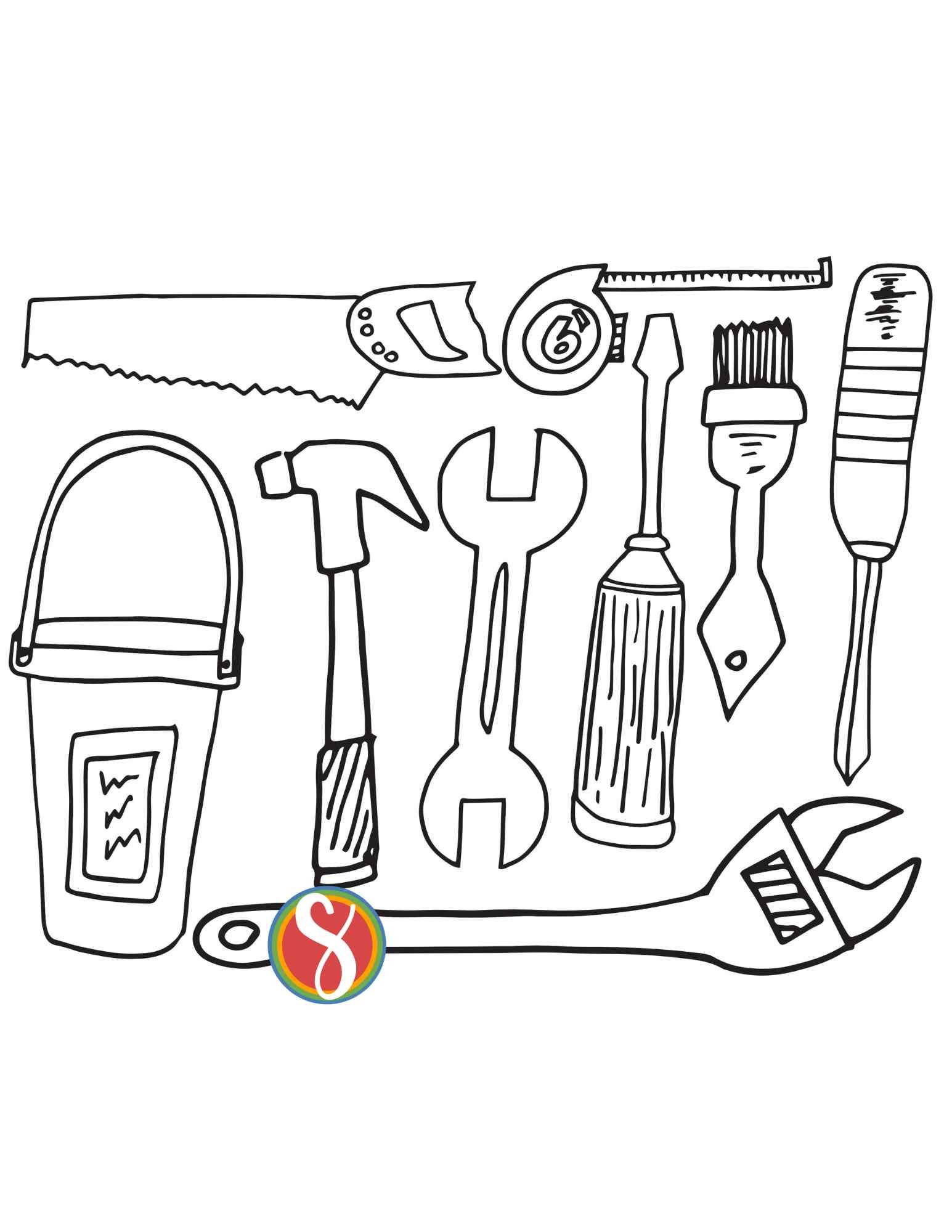 Free coloring pages about tools â stevie doodles