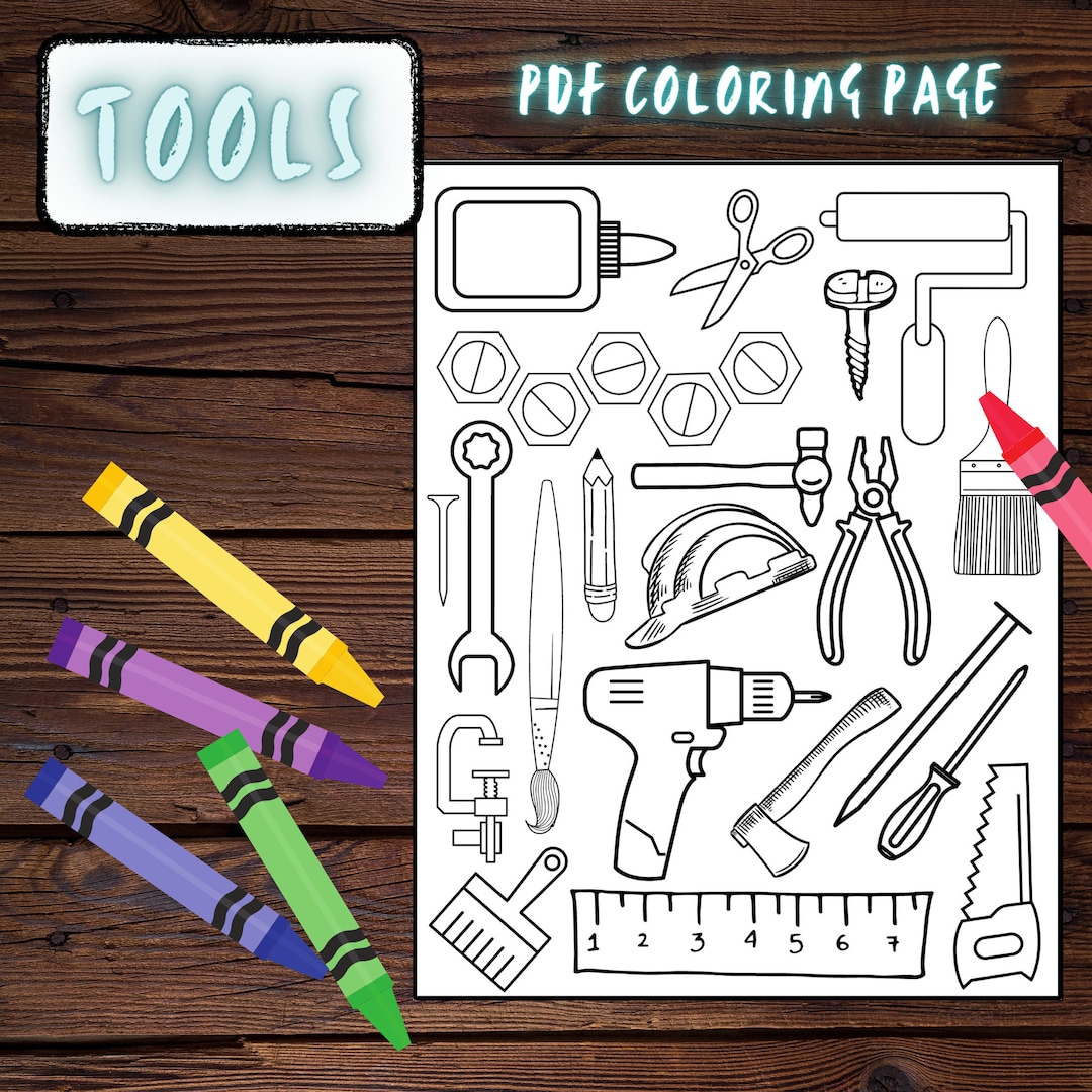 Tools coloring page digital coloring page