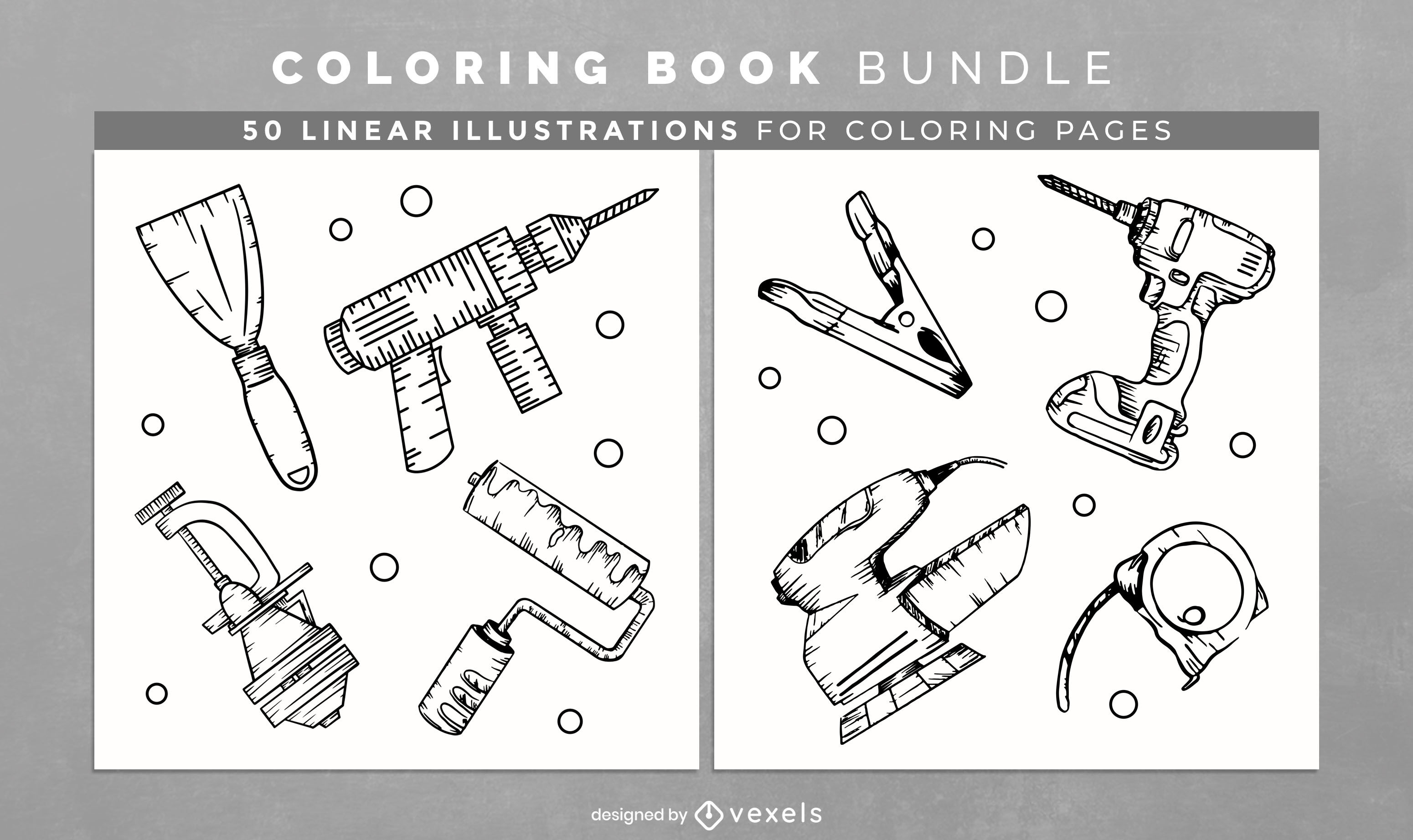 Construction tools coloring book pages design vector download