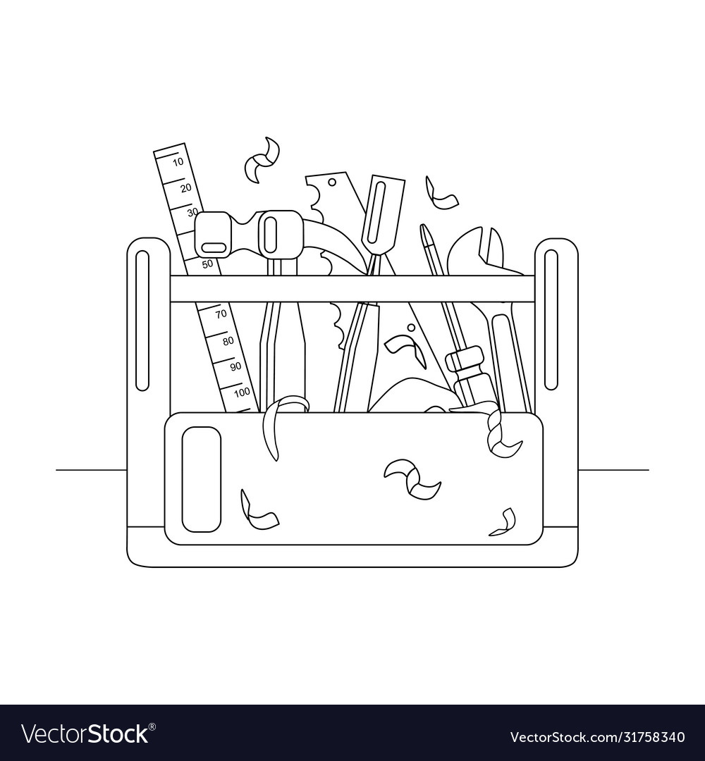 Carpentry tools coloring book objects royalty free vector