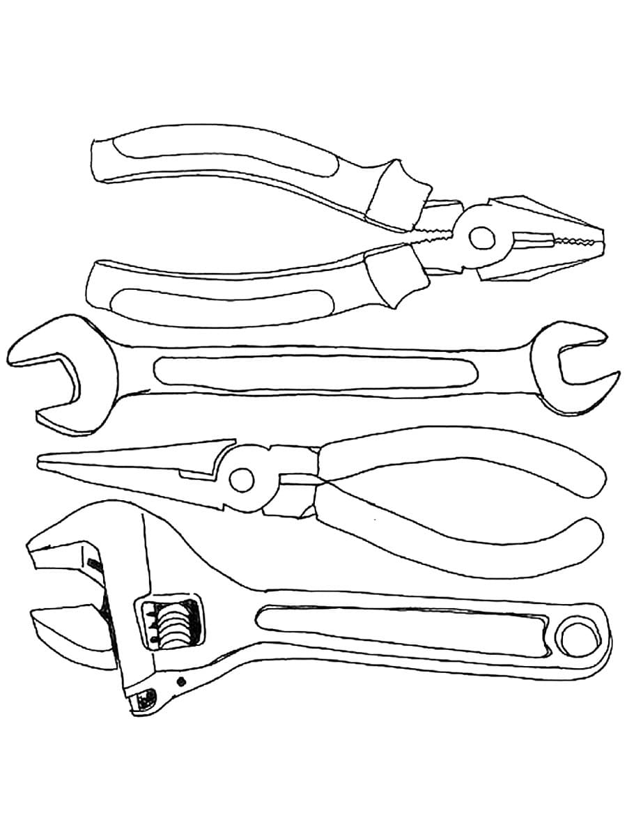 Four tools coloring page