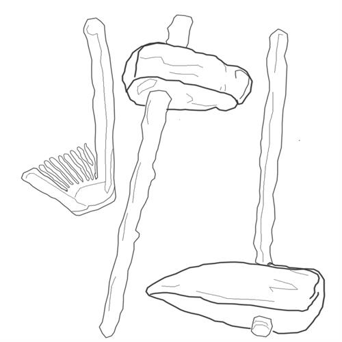 Coloring pages of bone and stone tools