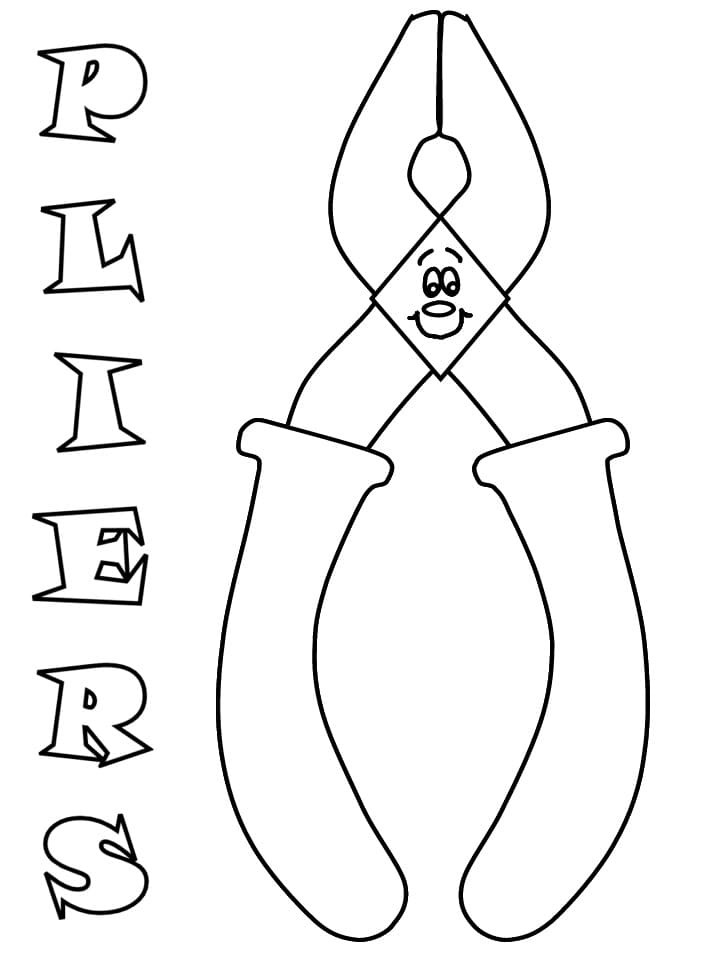 Cartoon tool pliers coloring page