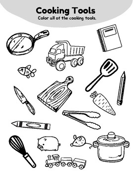 Cooking tools coloring page by the homeschool dish tpt