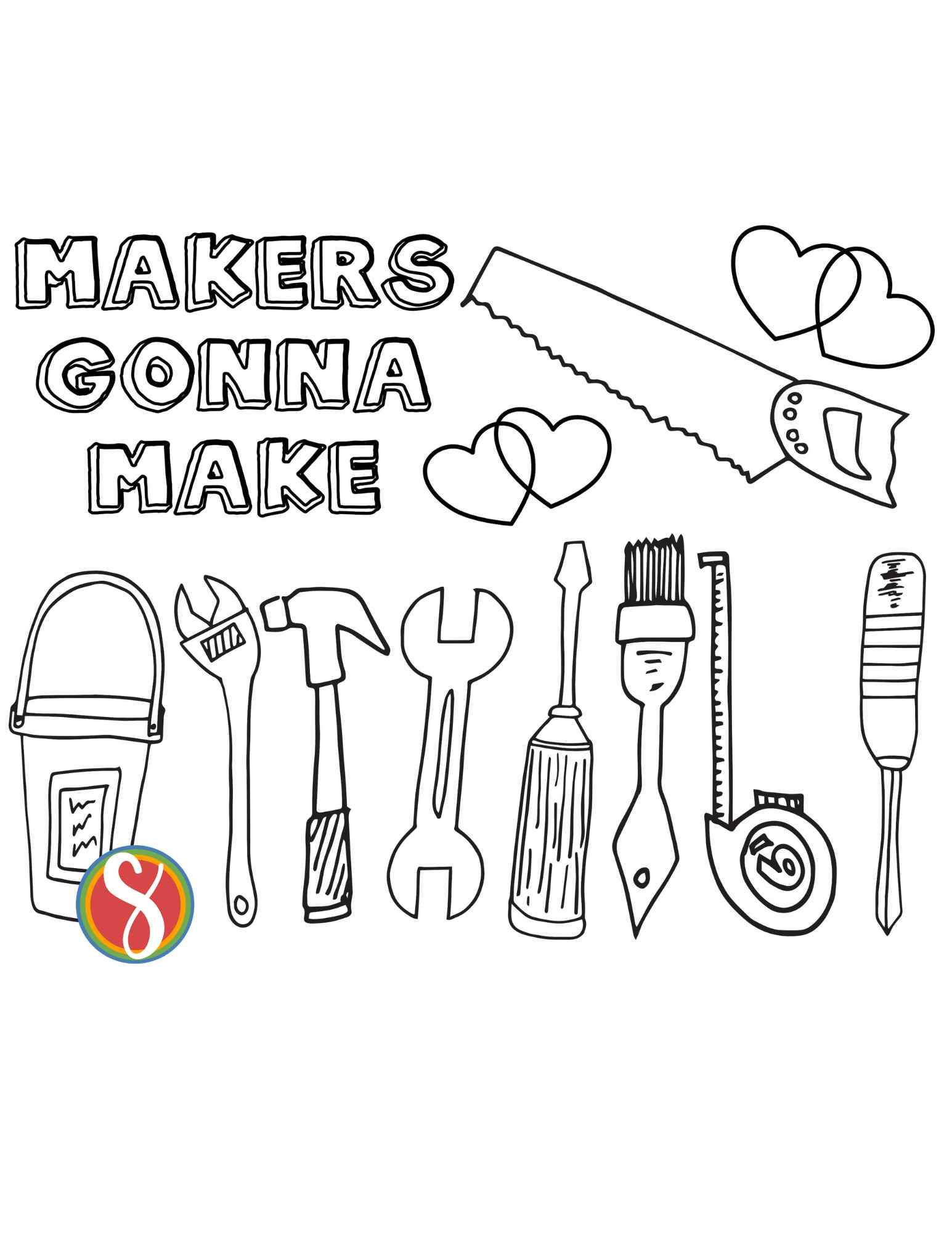 Free coloring pages about tools â stevie doodles