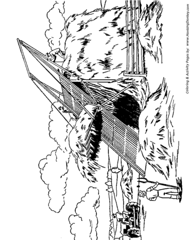 Farm equipment coloring pages printable farmer on a hay lift coloring page and kids activity sheet