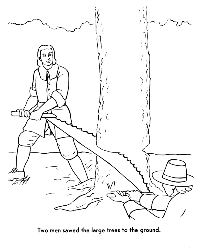 Pilgrims first thanksgiving coloring page