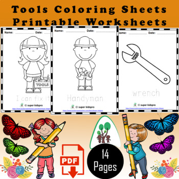 Tools coloring sheetsworkers tools coloring sheets occupations coloring shee