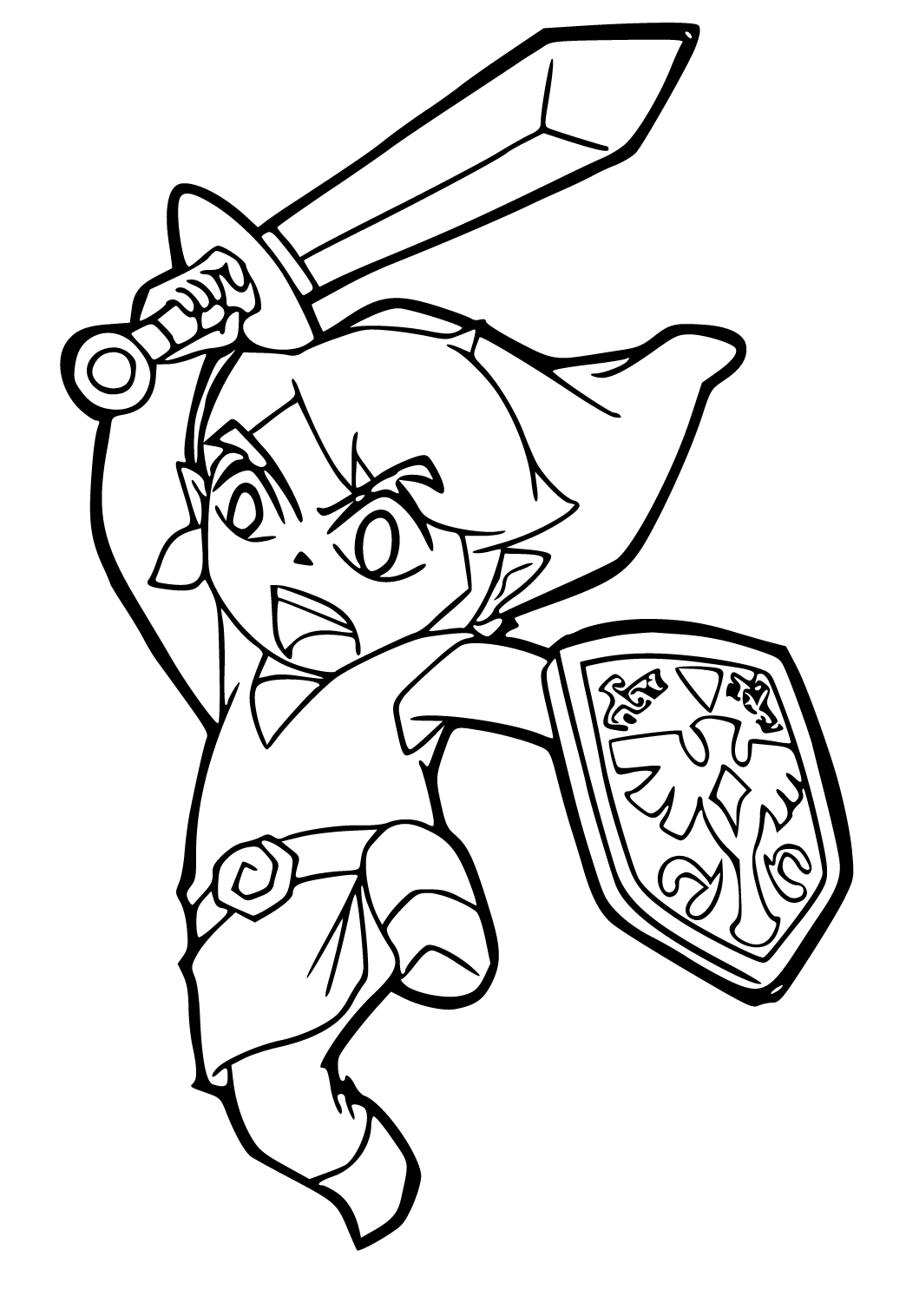 Free printable zelda attack coloring page for adults and kids