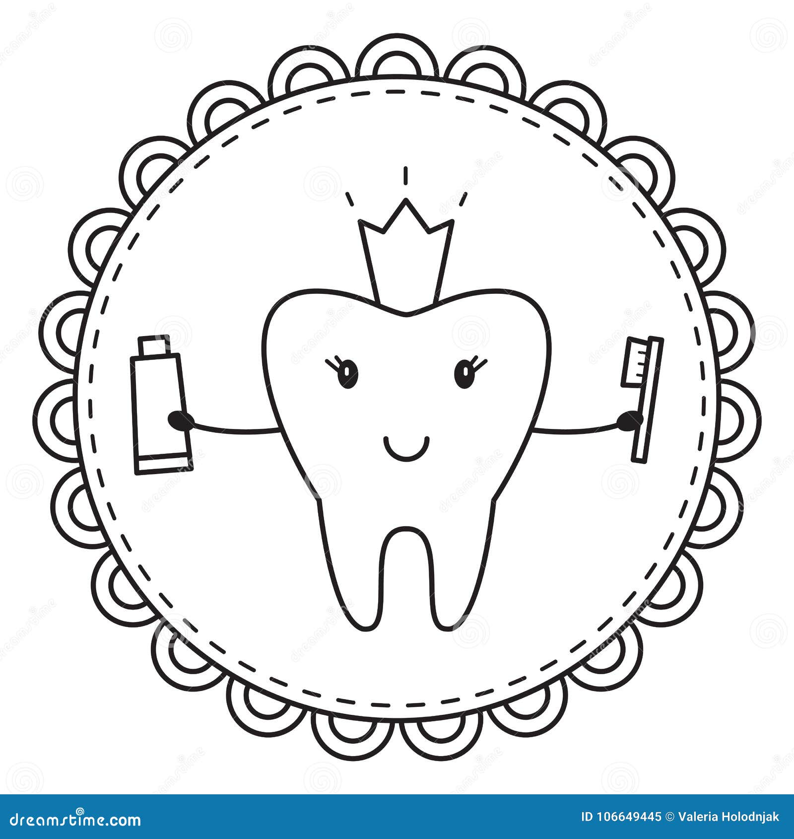 Tooth coloring page vector illustration stock vector