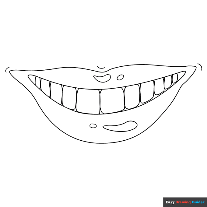 Teeth and lips coloring page easy drawing guides