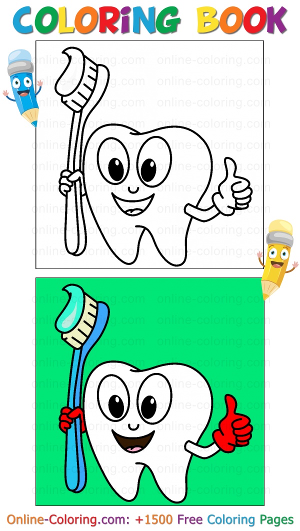 Healthy tooth free online coloring page