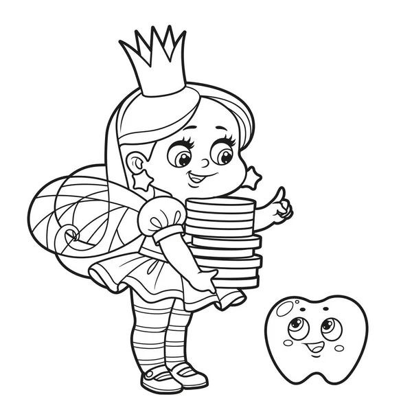 Tooth fairy coloring page vector images