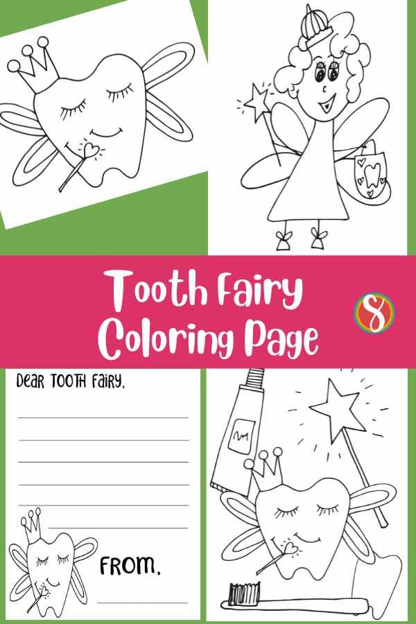 Free tooth fairy coloring pages â stevie doodles