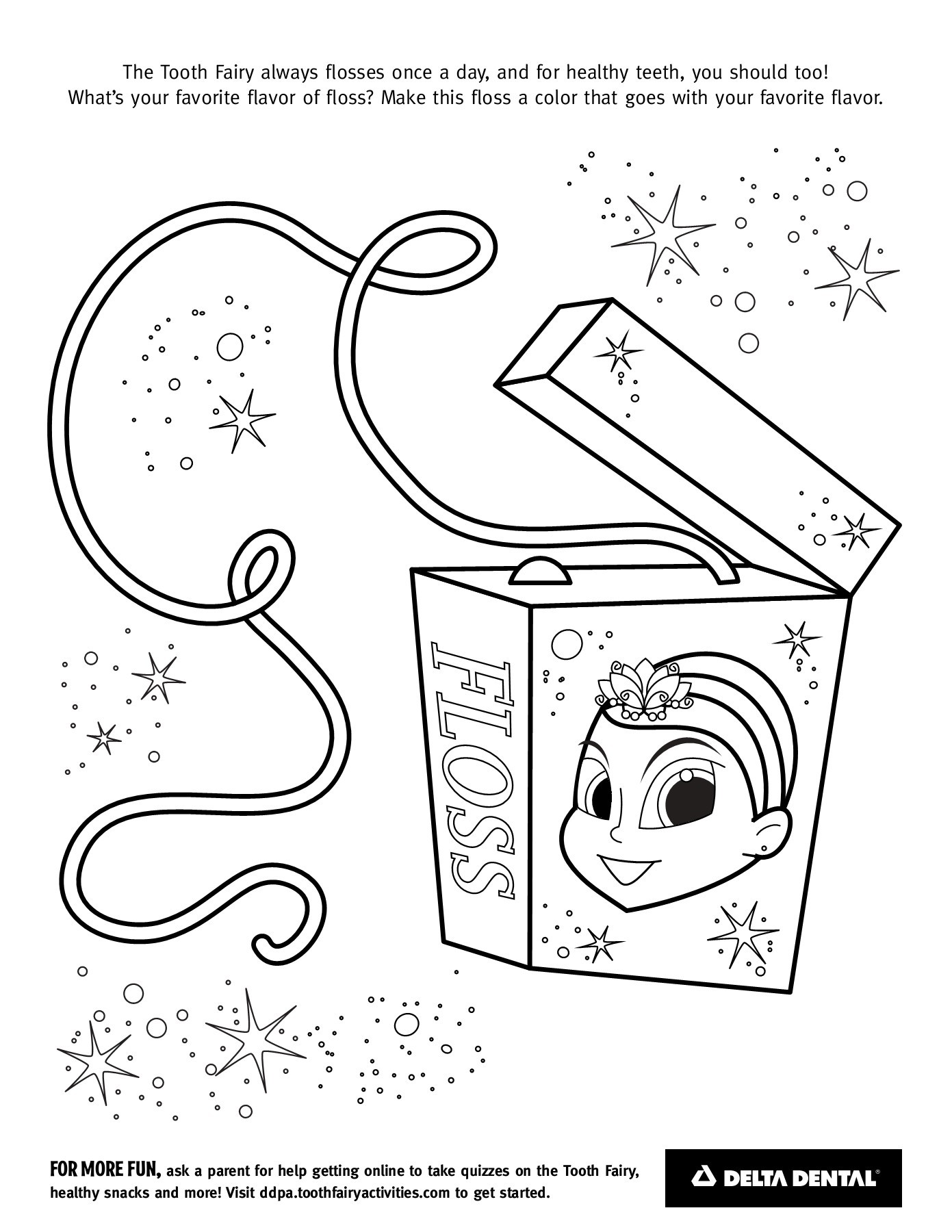 Tooth fairy coloring pages