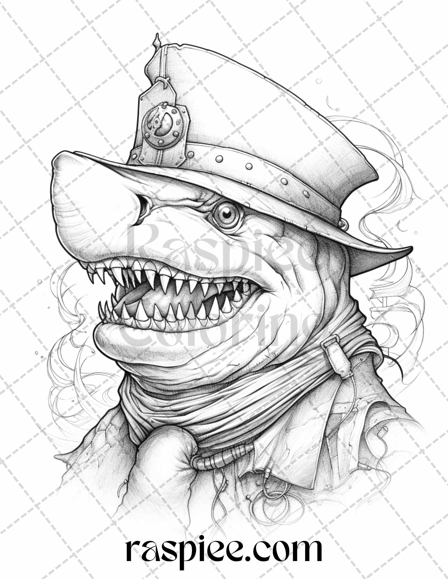 Pirate animals grayscale coloring pages printable for adults pdf f â coloring