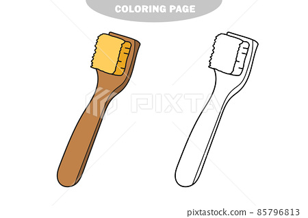 Simple coloring page hand drawn wooden brush