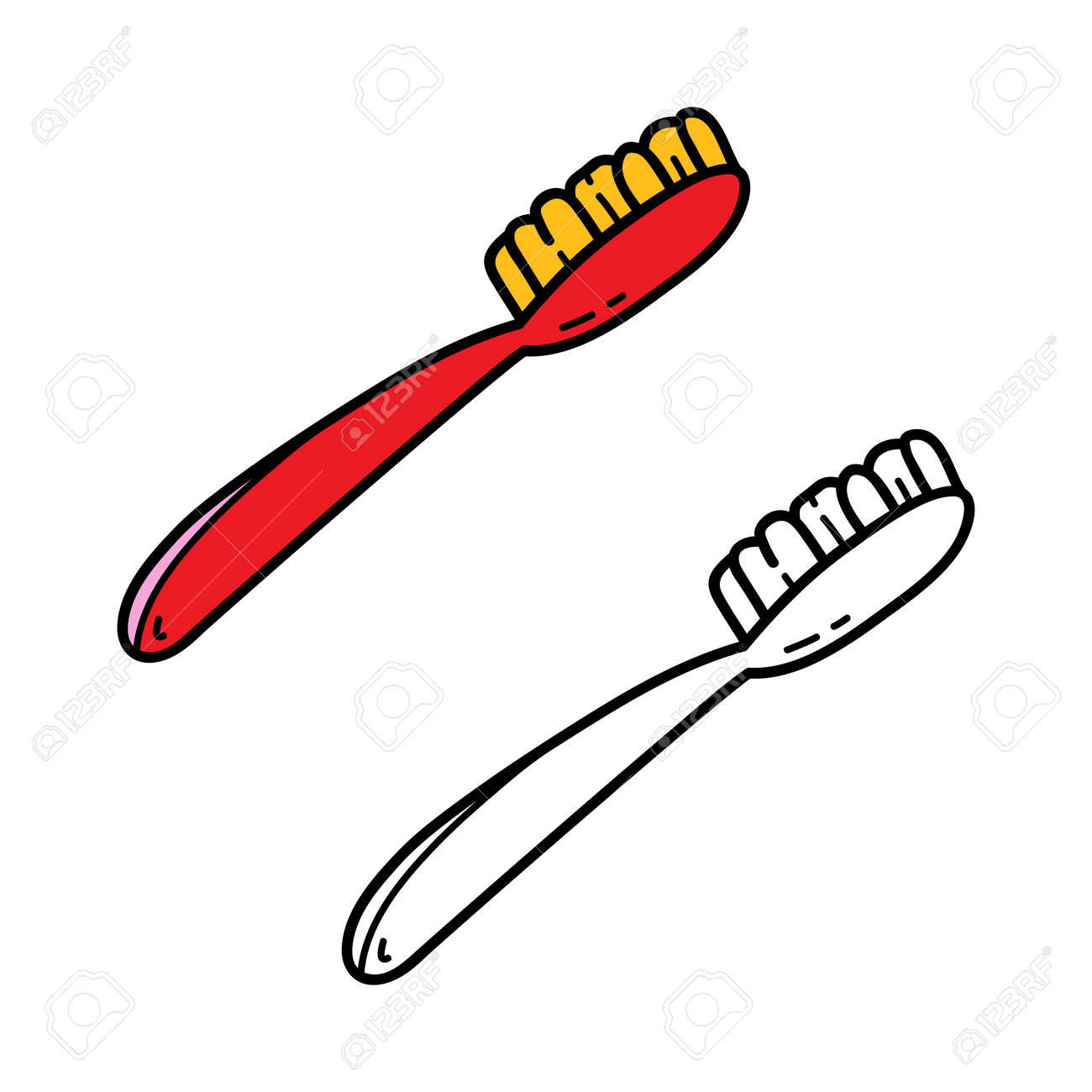 Vector illustration coloring page of doodle toothbrush for children and scrap book royalty free svg cliparts vectors and stock illustration image