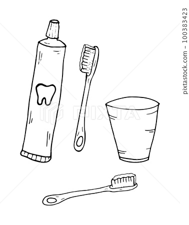 Coloring page toothbrushes toothpaste