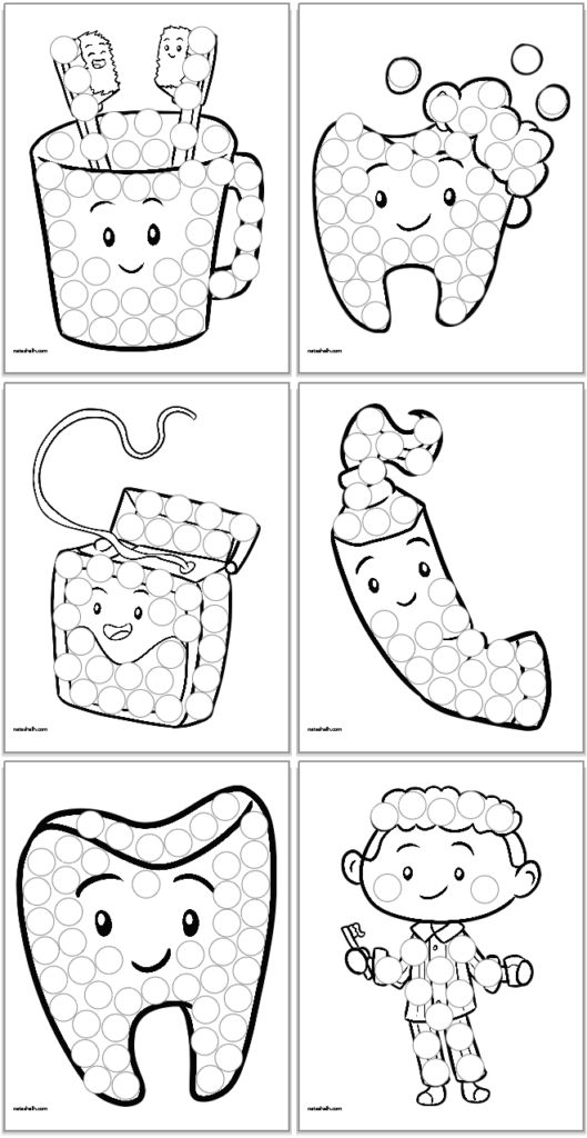 Free printable dental health dot marker coloring pages dental health preschool crafts tooth preschool dental health