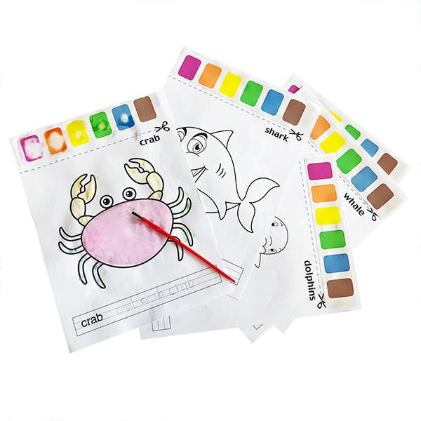 Pcs sea lives coloring pages with brush ploma