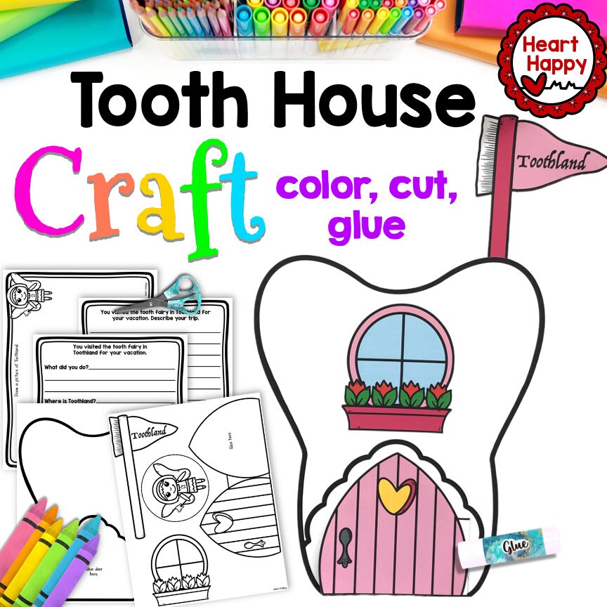 Tooth craft kids printable craft template dental hygiene