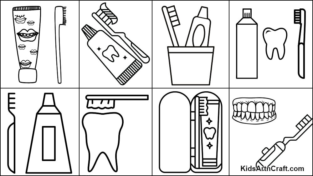 Toothpaste brush coloring pages for kids â free printables