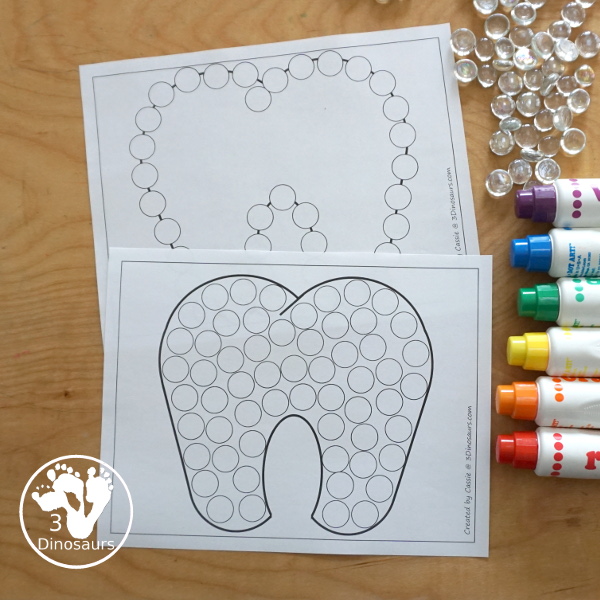 Free tooth fine motor mats dinosaurs