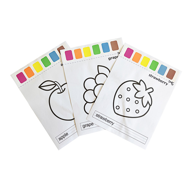 Pcs drawing fruit colouring pages with brush ploma