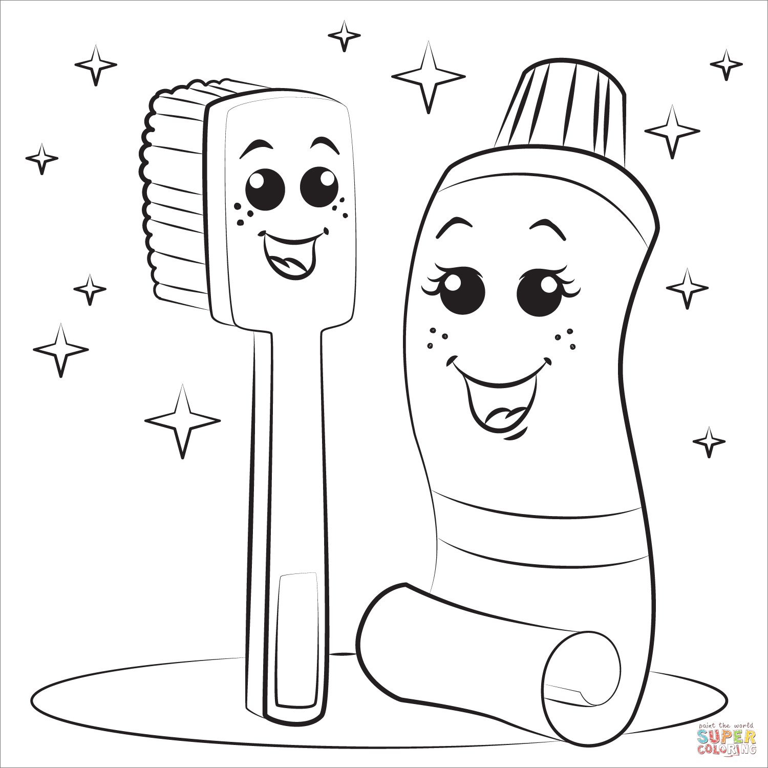 Toothbrush and toothpaste coloring page free printable coloring pages