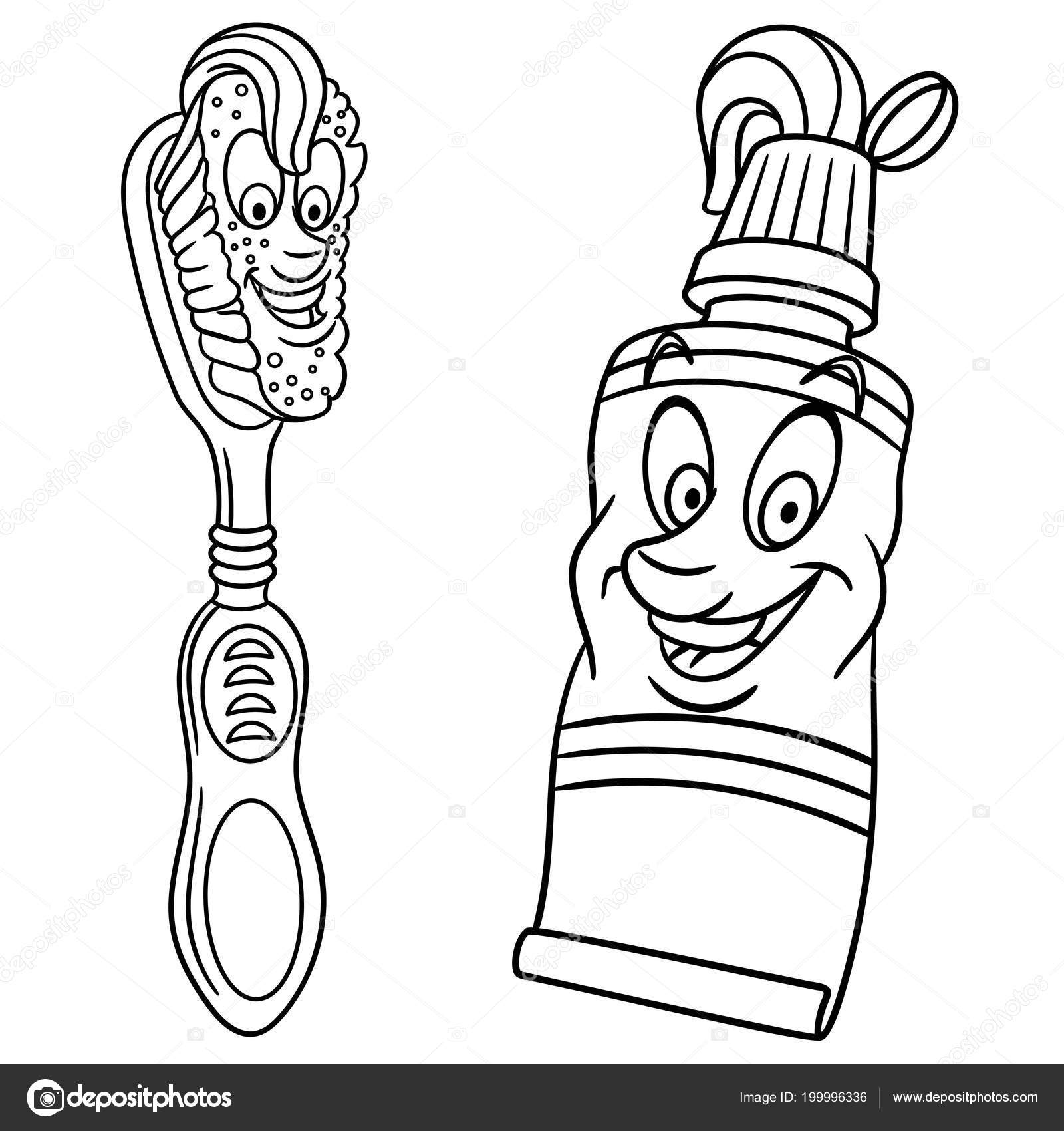 Toothbrush toothpaste coloring page colouring picture coloring book stock vector by sybirko